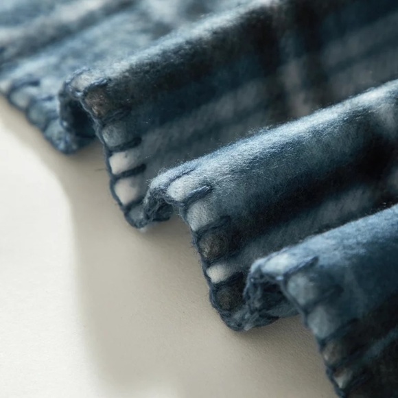 MAINSTAY FLEECE THROW PLAID BLUE BLACK & WHITE BLANKET NEW - Picture 9 of 9